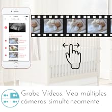 Graba videos cámaras simultáneamente tiempo real baby camdy grabacion video