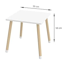 mesa y silla infantil, set mesa y silla niños, mesa cuadrada blanca, mobiliario infantil