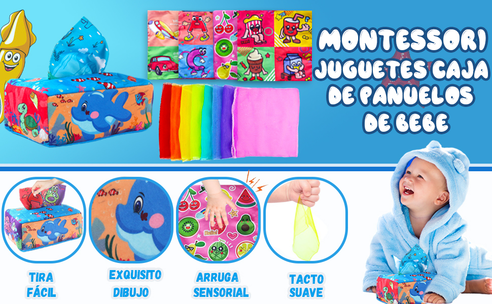 Montessori Juguetes Caja de Pañuelos de Bebé