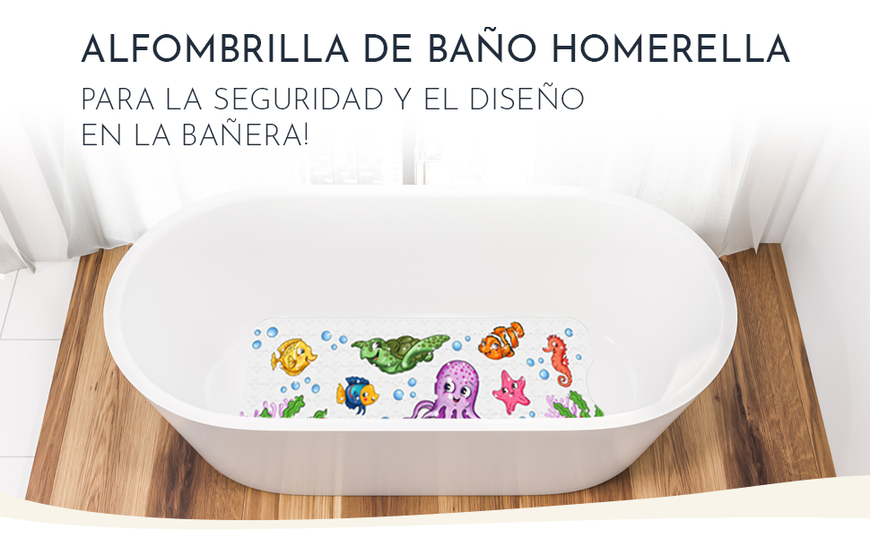 Homerella - Alfombrilla de baño para niños, diseño pintado, alfombrilla de ducha