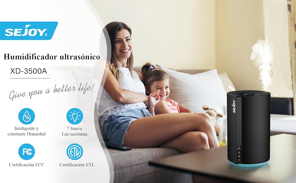 Ultrasónico Humidificador Bebes,Humidificador Aceites Esenciales,Humidificador