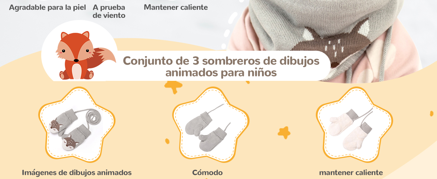 DORRISO Linda Niños Sombrero y Bufanda Guantes Otoño