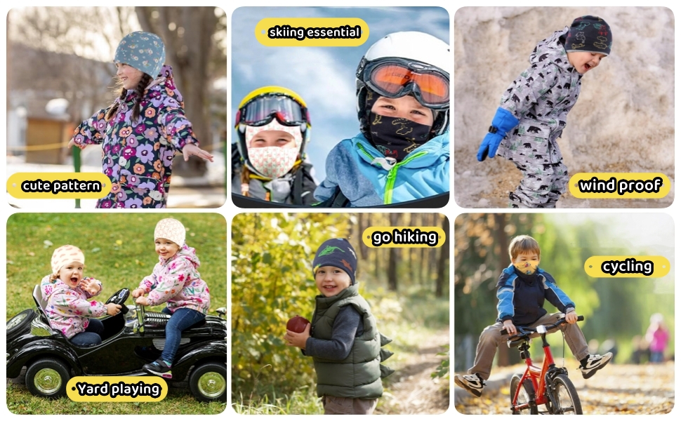 Niño Set de Bufanda y Gorro Mascarillas a Prueba de Viento Al Aire Libre y Gorros Bebe Niña Algodón 