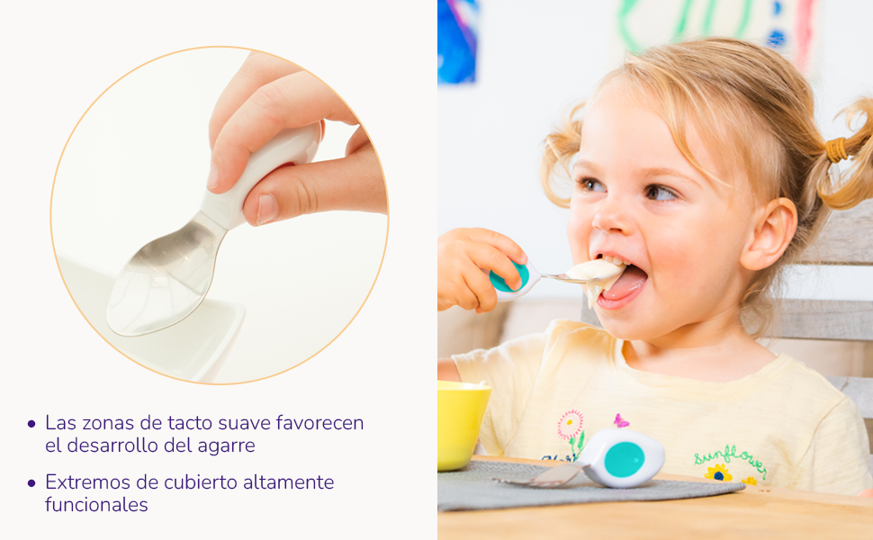 Juego de cubiertos con cuchara y tenedor para bebes