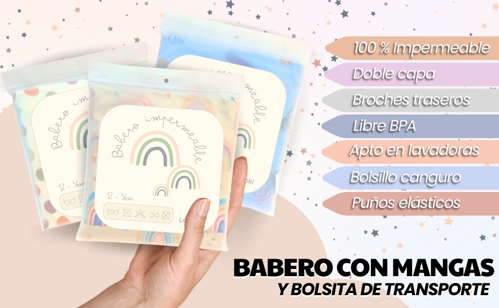 Baberos bebe impermeables,  Babero BLW, Babero impermeable bebe, Baberos guarderia, Lautoki, BLW