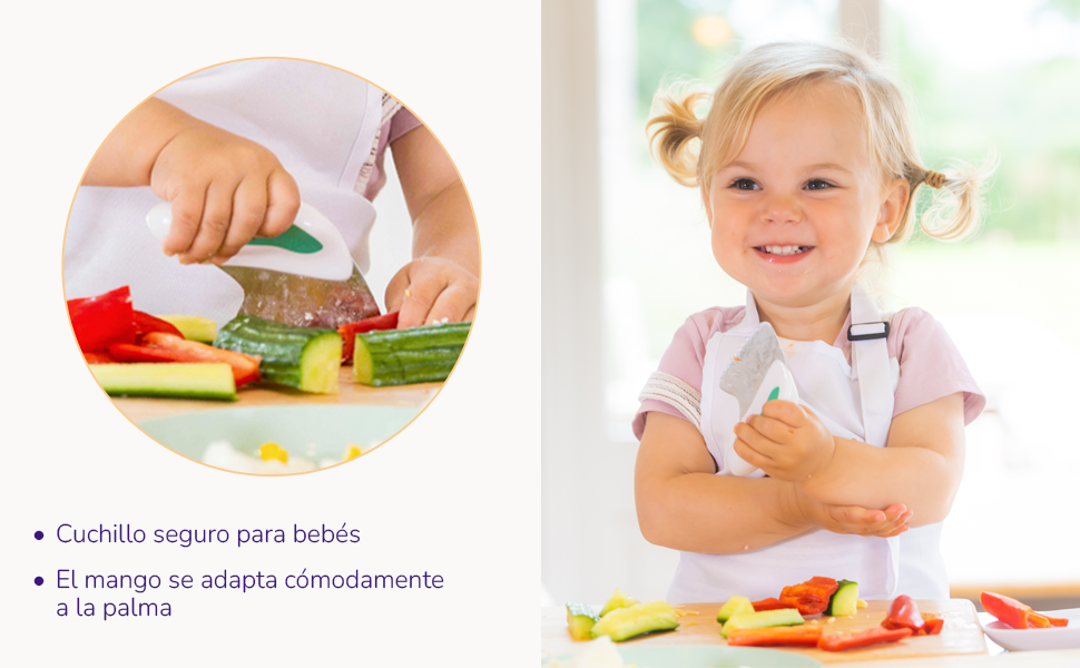 Juego de cubiertos con cuchara, tenedor, y cuchillo para bebes