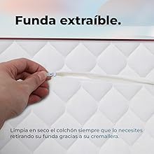 colchón de cuna / 10 cm de altura / espuma 25 kg/m3 / funda extraíble / cremallera / certificación