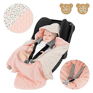 Joyz Einschlagdecke Kapuze Meerestiere grün Minky Babyschale Kinderwagen Bugy Kuscheldecke Babydecke