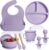 Bluet B Baby – Vajilla Bebe Silicona – Plato Bebe Ventosa – Vajilla Infantil Antideslizante sin BPA – Set Silicona Platos Bebe – Cubiertos Bebe BLW – 8 piezas – Morado