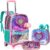 HTgroce Transparente Mochila Con Ruedas Niña Mochila Trolley para Niña 4/8 Años Infantil con Ruedas para Escuela Educación Preescolar Escuela Primaria y Viajes