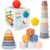 balnore Juguetes Montessori Bebes 0-6 Meses, 5 in 1 Juguetes Bebes 6-12 Meses 29PCS Juguetes Sensoriales Anillos Apilables/Bloques de Construcción/Cubos Regalos para 1 2 3 Años