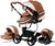 Sillas de paseo Cochecito de bebé 3 en 1 Triciclo Baby Walker Cochecito de alto paisaje Cochecitos plegables Carrito de bebé para bebé 0-36 meses (518 Khaki)