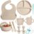 Bluet B Baby – Vajilla Bebe Silicona – Plato Bebe Ventosa – Vajilla Infantil Antideslizante sin BPA – Set Silicona Platos Bebe – Cubiertos Bebe BLW – Chupete Alimenticio – 11 piezas (Beige)