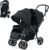 COSTWAY Carrito Gemelar, Silla de Paseo hasta 30kg, Sillita Doble Plegable Cochecito Hermanos para Bebé Niño Gemelos con Rueda Giratoria (Negro)