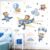 decalmile Pegatinas de Pared Avión Animales Oso Vinilos Decorativos Avión Oso Globo Aerostático Nubes Adhesivos Pared Bebé Guardería Niñas Dormitorio