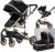 3 en 1 Sistema de Viaje Para Bebé 3 en 1 Carrito con Capazo Silla de Paseo Cochecito de Bebé Cochecito de Paisaje Alto Reclinable Cochecito Estándar Plegable de Recién Nacido (739 Black Gold)