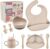 Vajilla bebe silicona | Plato bebe ventosa + 4 cubiertos bebe + bol ventosa + babero bebe + vaso aprendizaje bebe | Set completo de vajilla infantil ideal para BLW | Regalo bebe, Libre de BPA