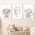 3 Laminas Personalizadas Bebe Cuadros Iniciales Poster Animales Selva León Elefante Jirafa Habitacion Infantil Decoración Pared Habitación Niño Niña Regalo 30×40 cm sin Marco