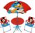 ARDITEX WD16128 Set de Mesa (50x50x48cm), 2 Sillas (38x32x53cm) y Sombrilla (diámetro 110cm) de Disney-Mickey