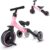 besrey Triciclos para Niños, 5 en 1 Un Bici polivalente, Adecuado para niños de 1-4 años,Triciclo,Bicicleta,Carro de Equilibrio,Caminante, Altura del Asiento Regulable, Rosa