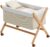 Cambrass-minicuna bebé con Patas Cruzadas y Ruedas con Frenos-Cuna moisés para los Primeros Meses del bebé-fácil de transportar-Vichy10 Beige/Natural 55x87x74 cm