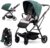 Carrito Bebe 3 en 1, Carro Bebe Plegable, Silla de Paseo Ligera, Cochecito Bebe hasta 22 KG, Carrito Bebe Reclinable, Carro Bebe Premium (Verde)