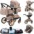 Carrito bebé 3 Piezas, Carro, Carrito bebé 3 en 1, Silla Paseo, Sistema de viaje, Plegable, neumáticos de caucho, Con accesorios, Góndola, Adaptateurs, 25 kg (XX1 Caqui)