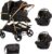 DUO SMART – Cochecito gemelos o niños juntos, ancho 79 cm, color negro y hojas + 2 acogedoras negro/hojas