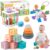 Juguetes Montessori Bebes 6 Meses – 3 Años / 4 en 1 Sensoriales Bebe/Bloques Construccion Apilables/Cubo Actividades Bebe/Juegos Educativos Bebe 6 a 12 Meses/Regalos para Bebés en Cumpleaños y Navidad