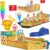 KIDIZ® arenero niños Ahoi, Barco Pirata, Barco de Vela de Madera, Incluye Cubierta, Cubierta de Suelo, Banco, asta de Bandera, Colorido