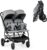 LIFEZEAL Silla de Paseo Gemelar, Carrito para Gemelos Plegable, Cochecito Doble con Respaldo reclinable en 3 posiciones, Arnés de 5 puntos, para Bebé de 0-3 años (Gris Claro)