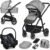 LIONELO BIANKA Cochecito de Bebé 3 en 1 (22 kg) Portabebés (9 kg) Silla de Coche (13 kg), Plegable, Sistema de Viaje Respaldo Ajustable Ruedas 360o Amortiguación, Capota XXL, Carrito de Bebe (Grey)