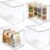 mDesign Juego de 4 organizadores de nevera – Cajas apilables de almacenamiento para despensa y estantes de cocina – Organizador de cocina alto, con tapa abatible y de plástico sin BPA – transparente