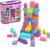 Mega Bloks Juego de construcciones 80 Piezas con Bolsa ecológica Rosa, Juguete bebé +1 año (Mattel DCH62)