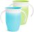 Munchkin Miracle 360 6+ Month 7oz Baby Sippy Cups (2-Pack). Free Flow Beaker for Toddlers. Trainer Cup, BPA-Free, Spill-Free, Dishwasher-Safe Baby Water Bottle with Easy-Grip Handles. (Blue/Green)