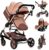 Nine point nine Carrito Bebe 3 en 1, Carricoche Bebe 3 Piezas con Capazo Grande Cómodo, Carro Bebe 3 Piezas Empuje Bidireccional Reversible, Cochecito Bebe Marco de Aleación Aluminio (739 Beige)