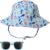 Scettar Bebé Niños Ajustable Bucket Sun Hat con Gafas de Sol Bebe,Bebé Niña Niño Sombrero de Sol Verano Algodón Gorro Playa Bebe para Niños ala Ancha para Exteriores/Natación/Playa/Piscina UPF 50+