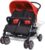 Susany Plegable Silla gemelar para Gemelos y Hermanos Carrito Gemelar Silla de Paseo Cochecito de Bebé Capacidad de Peso rojo y negro 93 x 68 x 103 cm