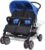 vidaXL Carrito para Gemelos Acero y Tela Oxford Azul Negro Cochecito Bebés