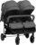 vidaXL Carrito para Gemelos Cochecito Sillita Gemelar Silla de Paseo Canasta Niños Reposapiés Ajustable Dosel Plegable de Acero Gris Oscuro y Negro