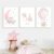 Youihom 3 Cuadro Personalizado con Nombre del Bebe 30 x 40 cm Rose Poster Rosa Laminas Infantiles para Habitacion Lienzo Elefante Luna Globo Estrella Nubes Globo Decoracion Dormitorio Niña sin Marco