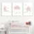 Youihom 3 Laminas Decorativas Pared Rosa 30 x 40 cm Cuadros Luna Estrella Nubes Poster Infantiles para Habitacion Lienzo Bebe Cuadro Decoracion Dormitorio Niña sin Marco