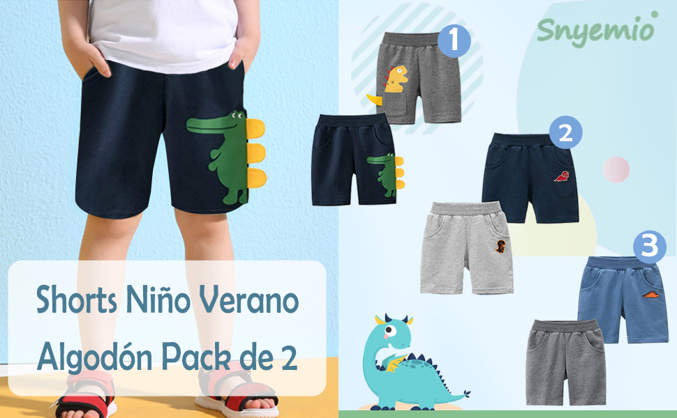 Pack de 2 Short Niño Algodón Verano Bermudas