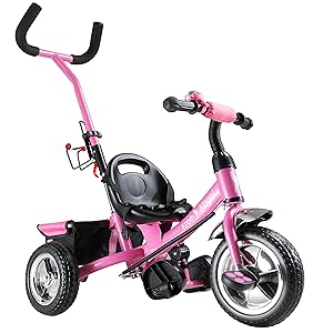 triciclo rosa para nenas niñas bicicleta de aprendizaje con barra de empuje 