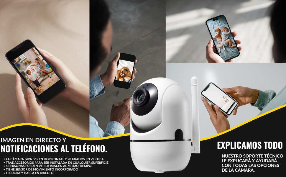 Camara de Vigilancia Wifi Interior Con detección de Movimiento y Visión Nocturna