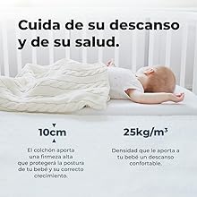 colchón de cuna / 10 cm de altura / espuma 25 kg/m3 / funda extraíble / cremallera / certificación