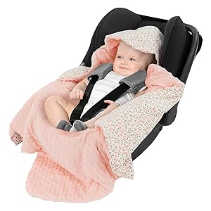 Joyz Einschlagdecke Kapuze Lily aprikosen Minky Babyschale Kinderwagen Bugy Kuscheldecke Babydecke