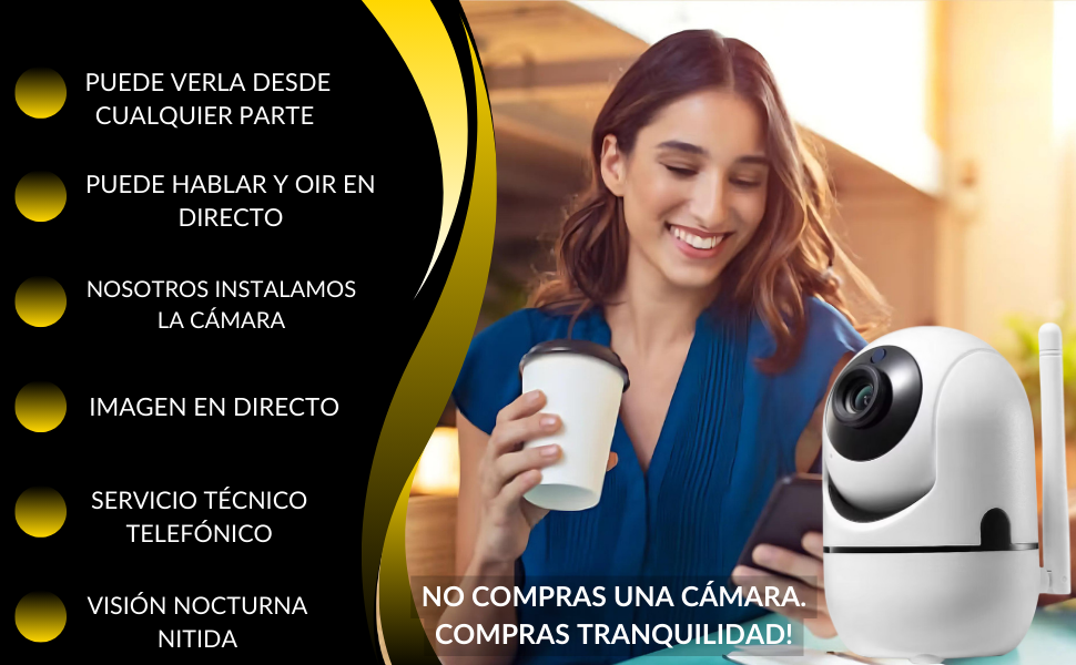 Camara de Vigilancia Wifi Interior Con detección de Movimiento y Visión Nocturna