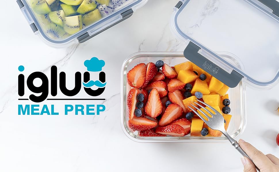 Igluu Meal Prep verre pour préparation des repas sans BPA Micro-ondes lave-vaisselle et congélateur 