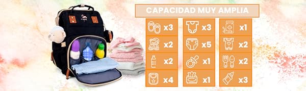 Mochila porta pañales de bebé de alta calidad y alta capacidad.